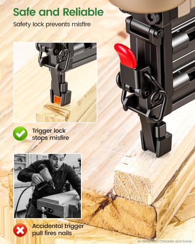 meite F50C Pneumatic Brad Nailer Kit Includes 1,000 Pcs 18 Gauge Brad Nails 1-Inch, Compatible with 5/8" to 2" Brad Nails, Ideal for Trim Work, Furniture Building & Finish Applications