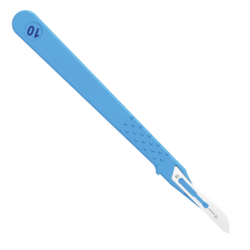 Gima - Sterile stainless steel scalpels, ABS handle, single use, standard, No. 10, 10 individually wrapped scalpels. Standard - 10 scalpels n° 10