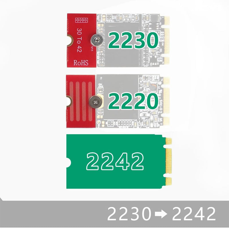 JMT NGFF NVME M2 M2PLUS 2230 to 2280 Adapter Card 2230, 2242, 2260, 2280 Extended Transfer Long Size Change for M.2 U.2 M3 M.3 SSD (10Pcs) 10Pcs