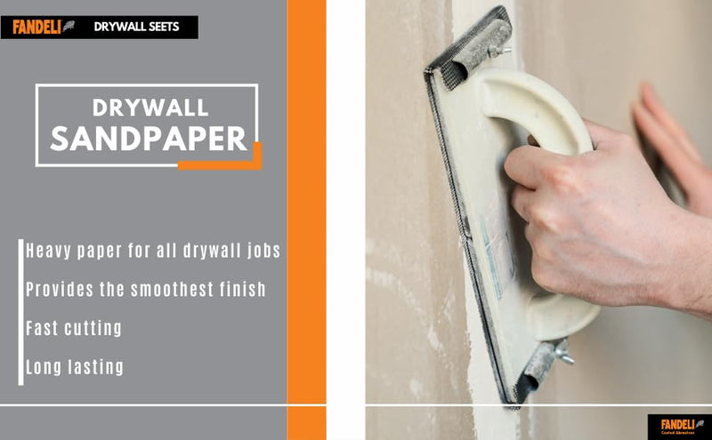 Fandeli | Multi-Purpose Sanding Paper | Grit 150 | 75 Sheets of 4-1/4'' x 11'' | Perfect for Sanding Drywall | Hand Sanding | Orbital Sanders | Sandpaper Sheets | Sandpaper Grit. 150 Grit