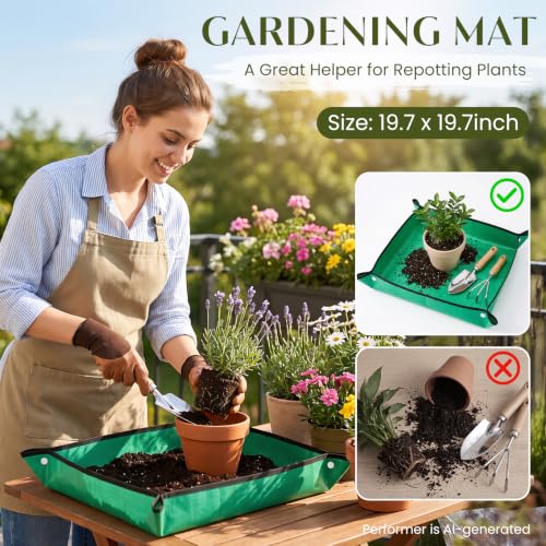 10-Piece Garden Tools Set, Watering Can & Mat, Gardening Gifts