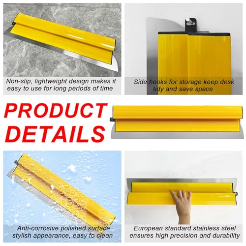 32 Inch Drywall Skimming Blade, 0.4mm Stainless Steel Blade 32", Yellow