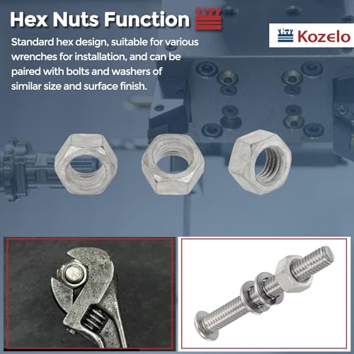 100pcs Hex Nuts 1/2"-13 Carbon Steel Coarse Thread Silver Hot Dip Galvanized Silver 100