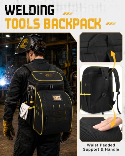 YARWO Welding Tool Backpack for Men, Tool Bag for Welding Tools and Helmet