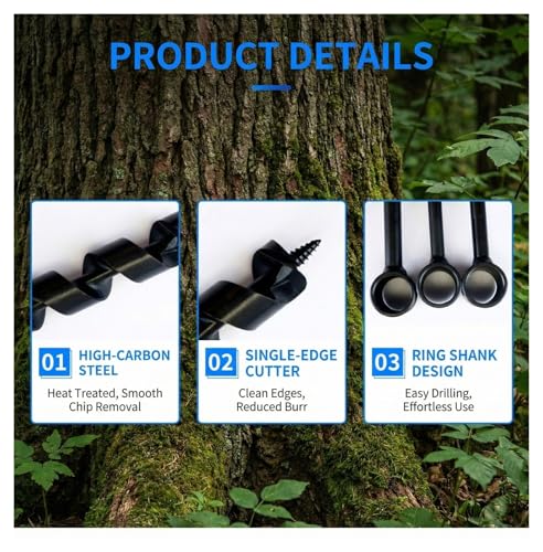 4Pcs Heavy Duty Steel Scotch Eye Wood Auger Drill Kit for Bushcraft 10mm, 16mm, 19mm, 25mm