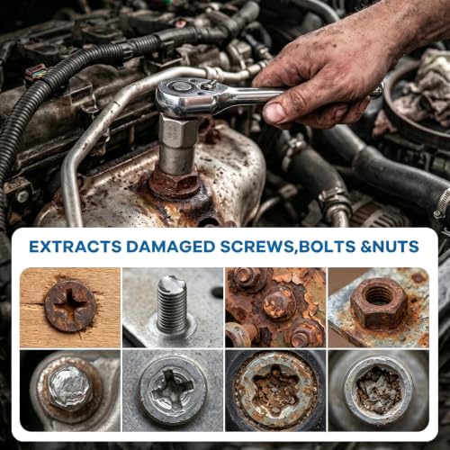 26Pcs Bolt Extractor Kit,Left Hand Drill Bits,Easy Out Screw Bolt Extractor