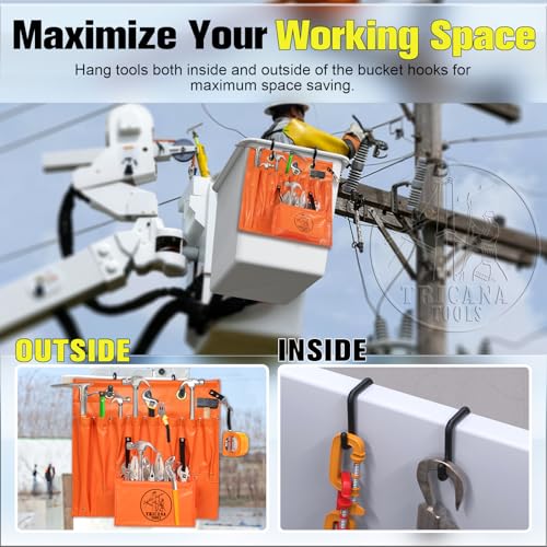 Lineman Tool Board, Aerial Apron, Bucket Truck Tools Organizer with Over 16 Pockets, Tool Organizer for Bucket Trucks and Lineman, Includes Two 2” Bucket Hooks 8 Pockets (without Magnet) 1