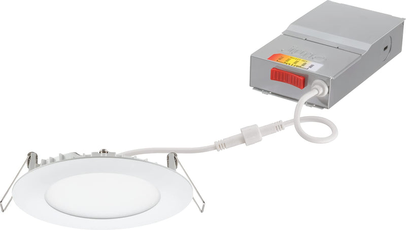 Juno WF4 SWW5 90CRI MW M6 Round Baffle LED Downlight, 120 Volts, 2700K/3000K/3500K/4000K/5000K, Triac Dimming, 4-Inch Ultra-Thin, Matte White (Pack of 2) 4-Inch (Pack of 2)