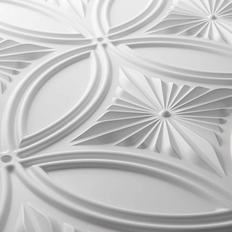Art3d Decorative PVC Drop Ceiling Tile 2ft x 2ft in White,Glue up Ceiling Panel 24 x 24in.12pcs 24*24