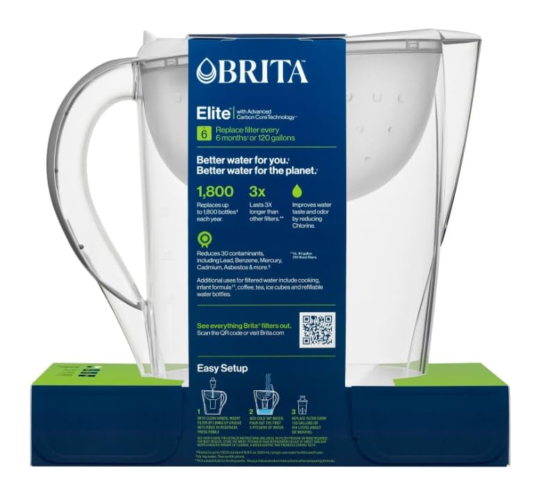 Brita Large 10 Cup Pacifica White Water Filter Pitcher withFilter (36515)