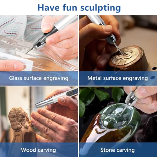 Engraving Pen Tool Kit, USB-C Rechargeable Electric Engraver Silver
