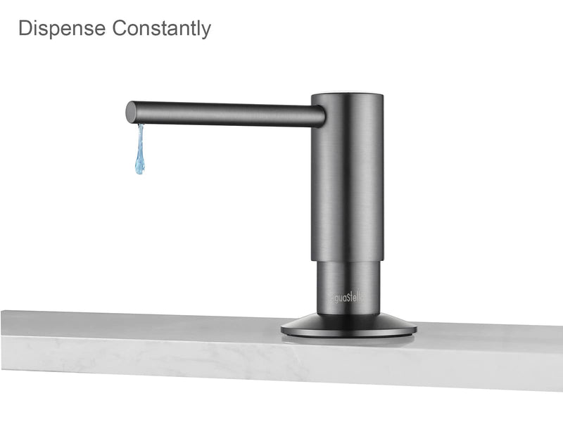 AguaStella ASF026GS Bulit in Dispenser Grey Stainless for Kitchen Sink with Soap Bottle Countertop Pump
