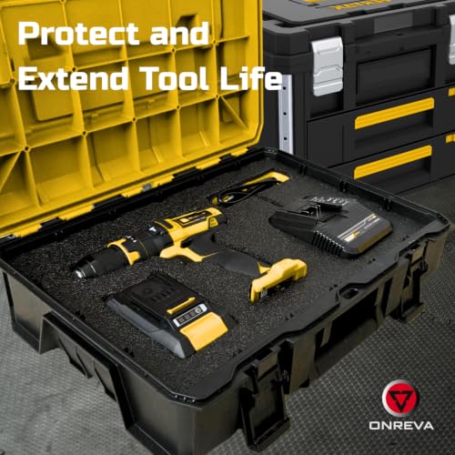 ONREVA Tool Box Foam Organizer 22x18x2 inch 3Pack, Kaizen Sheets for Pro Tool Control, Custom Tool Shadow Inserts for Cases & Drawers, High Density Polyethylene Foam, Black with Yellow