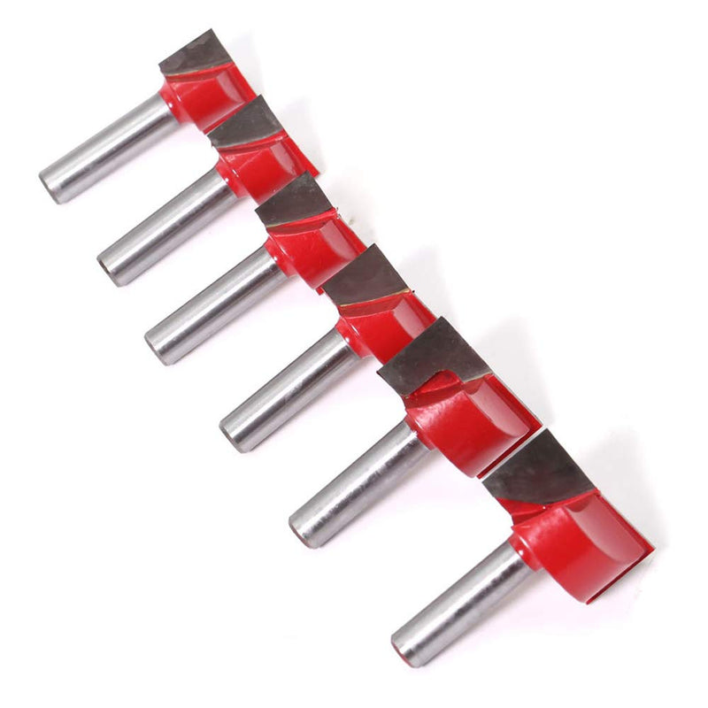 ASNOMY 8mm shank floor cleaning milling cutter set, 6 pieces milling cutter end mill woodworking tool bit, double-edged face milling cutter- 18/20/ 22/25/30/32mm 6pcs-18/20/ 22/25/30/32mm