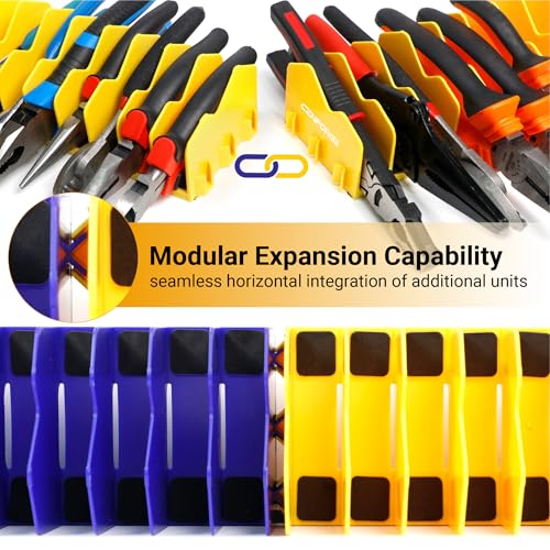 Cenfoge Plier Organizer, Plier Rack, Plier Holder and Cutter Organizer with Non-Slip Rubber Base, PlierOrganizer for Tool Box Drawer, 40 Slots, Tool Storage, Plier Rack (4 PC-Yellow) 4 PC-Yellow