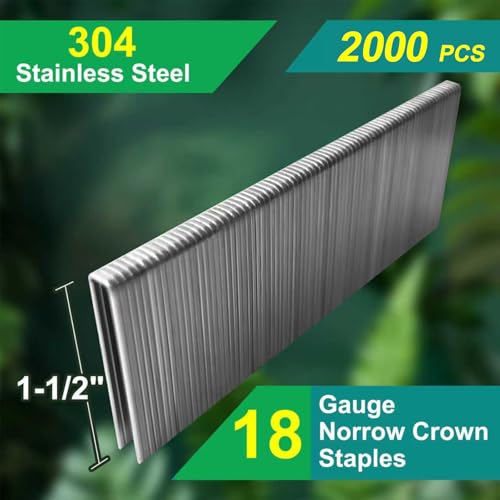 18 Gauge Norrow 1/4" Crown Staples 1-1/2 Inch,2000-Pack 1-1/2" -2000 PCS