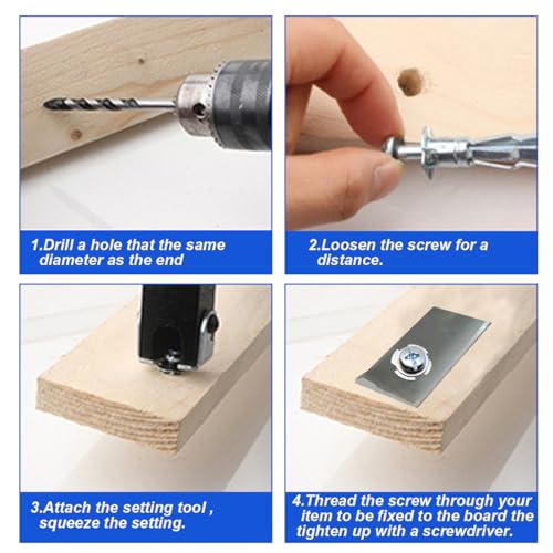 30 pcs Molly Bolts, Metal Drywall Anchors, Heavy Duty Zinc Plated Steel Molly Bolt (M8-52) M8-52