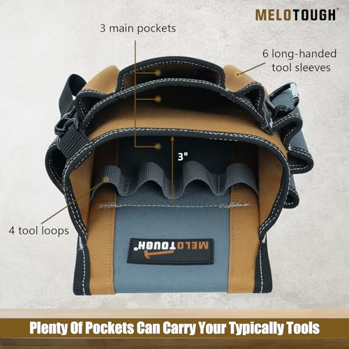 MELOTOUGH Bucket Tool Organizer With 35 Pockets Fits to 3.5-5 Gallon Bucket + Small Tool Pouch for Tool Belt,Electrician Tool Pouch,Tool Pouch Tool Holster with 13 Pockets