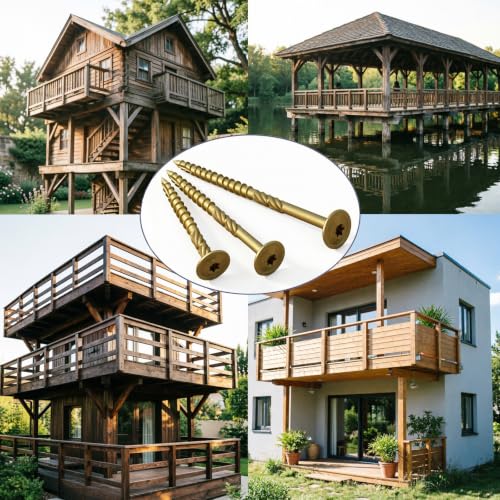 Lag Screws, 5/16" x 4" Structural Screws, 50PCS Construction Lag Screws, Rust Resistant, T40 Star Drive Bit Suitable for Outdoor Wooden Structures, Decks, Fences, Frames 5/16" x 4" 50