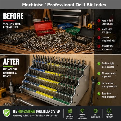 118-Hole 3-in-1 Drill Bit Index,Empty Drill Bit Organizer Holder/Case