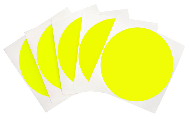 ChromaLabel 4 Inch Round Label Removable Color Code Dot Stickers, High Visibility for Warehouse Inventory, 100 Labels per Pack, Fluorescent Yellow