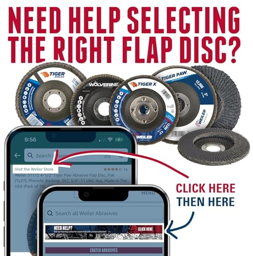 Weiler 31409 Wolverine 4-1/2" x 5/8"-11 UNC NUT Abrasive Flap Disc, 60 Grit Zirconia Alumina, Flat Type 27, Phenolic Backing, Standard Density (Pack of 10) Value Steel / Metal