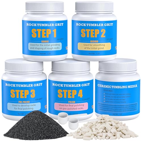 4LB Rock Tumbler Grit Kit + 12000 Mesh Polish Powder
