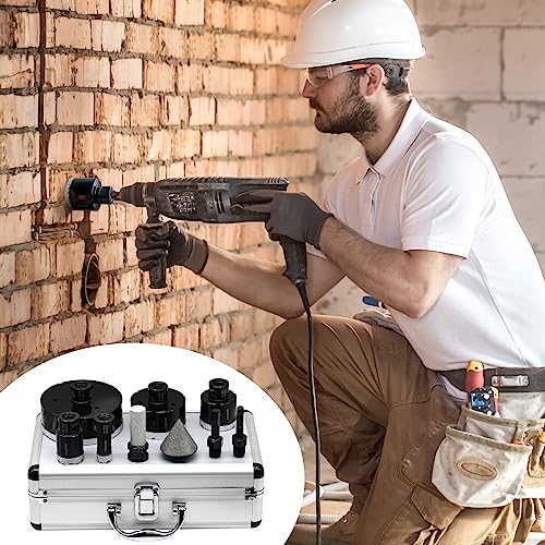 9Pcs Diamond Core Drill Bits Set 5/8"-11 Thread, Porcelain Ceramic Tile Marble Brick Vacuum Brazed Hole Saw Kit (20/35/50/75/100mm Bits+50mm Beveling Chamfer Bit+SDS Shank+Hex Shank) 9