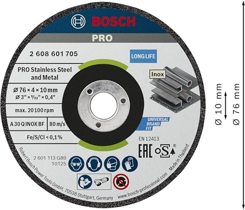 Bosch Professional 2x Schruppscheibe Expert for Inox (für Edelstahl, Ø 76 x 4 x 10 mm, Zubehör Winkelschleifer)