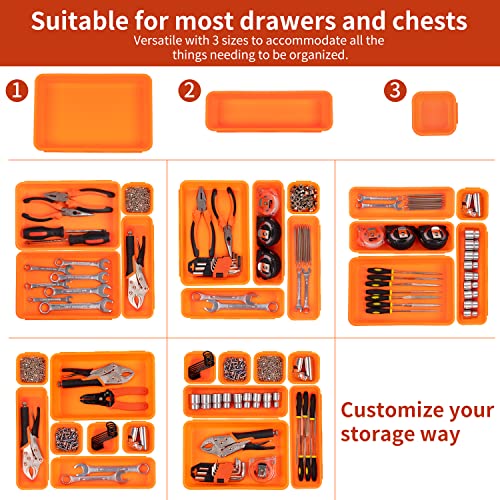 90 Pack Tool Box Organizer Tool Tray Dividers, Toolbox Drawer Organizers Storage Trays for Rolling Tool Chest, Work Bench Cabinet Bins, Parts Screw Nut Bolt Small Tools Organization - Black, Orange