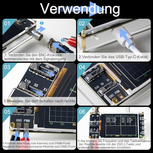 Treedix Handheld Digital Mini Oscilloscope Kit with 3 Trigger Modes | 2.4 inch LCD screen, 24MSa/s high sampling rate, 200 kHz bandwidth, X10/X5/X1 sensitivity, GND/AC/DC coupling method