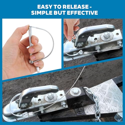 30 Pcs Trailer Coupler Pin Set with Anti-Loss Cables, 2-3/4" x 1/4" (L x W) Zinc-Plated Iron Locking Pins for Hitch in Square & D-Ring Shapes, Heavy Duty Hardware Pins for Towing & Farm
