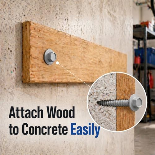 Landhoow 100 Pcs 1/4" x 2-1/4" Hex Head Concrete Anchors, Masonry Screws