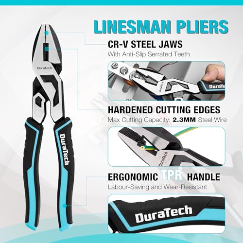 DURATECH 3-Piece Compound Pliers Set with Wire Cutter & Threaded Hole