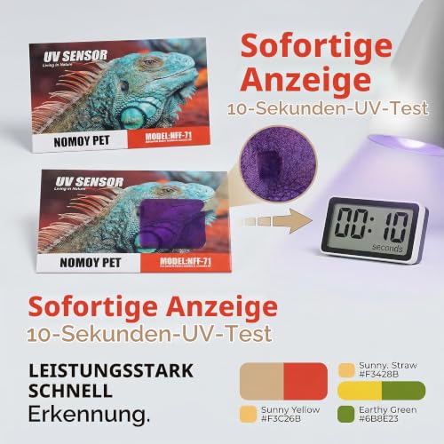UVB Quick Test Sensor, Reusable Crawl Pet UV Test Card, Quick Detection, UVC UV Test Card, Test Strip Cards Light for Reptile UV Tests, Reptile Bulb/Light/Lamp