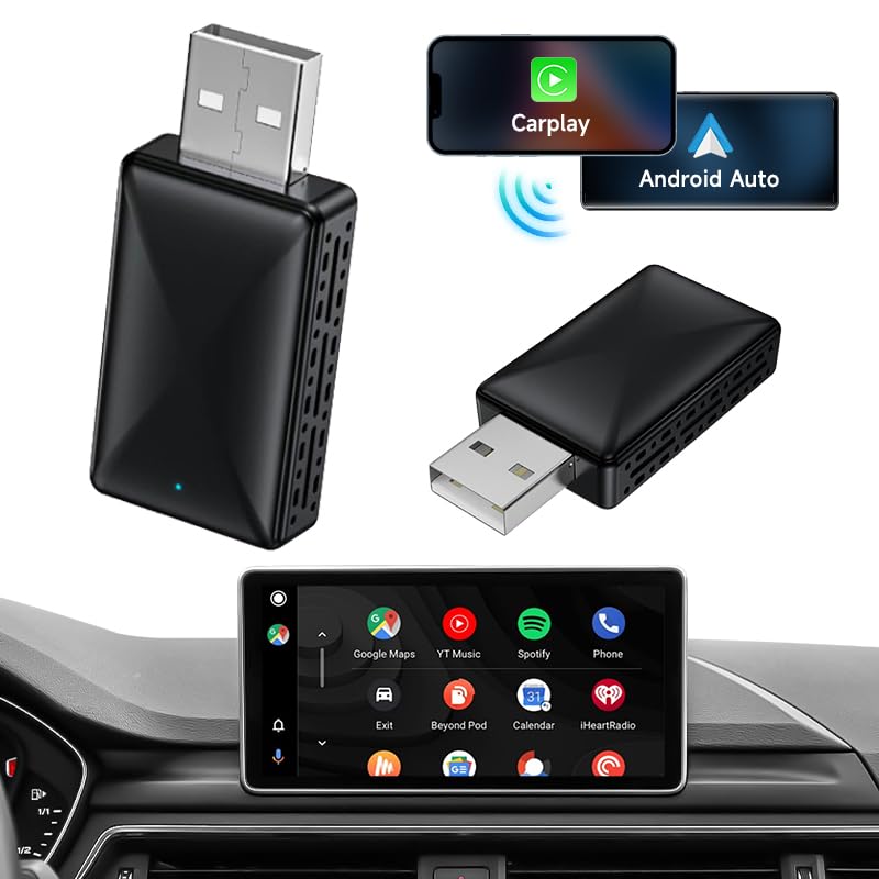 Mini Wireless Carplay Adapter 2024, Easy to Set Up and Upgrade Wired CarPlay&Android Auto to Wireless, Connects Quickly, Portable Mini Car Play Dongle, Fit for Cars with Built-in CarPlay