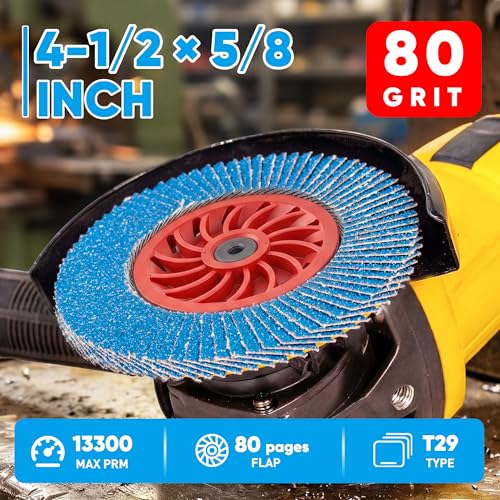 Flap Discs 80 Grit, 4 1/2 x 5/8-11 Inches, Grinding Disc Type 29, 10 Pack 80G10P