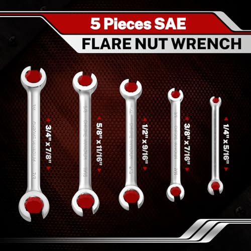 BILITOOLS 12-Piece Flare Nut Wrench Set, 1/4"-7/8" & 6-21mm Line Wrench Set