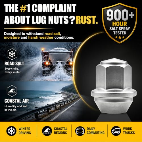Kadrick 20pcs M12x1.5 Lug Nuts for 2001-2024 Ford Escape/2012-2018 Focus/2006-2020 Fusion/Lincoln 2015-19 MKC, One-Piece Solid OEM Factory Style Design, Built for Cold & Corrosive Environments M14x1.5 20 Pack-Ford Escape Silver