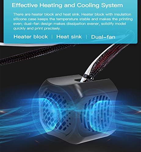Creality Ender 3 V2 Full Hotend Kit, 3D Printer Accessories, Assembled Nozzle Kit with Dual Fans and ABS Shell for Ender-3 V2 Black