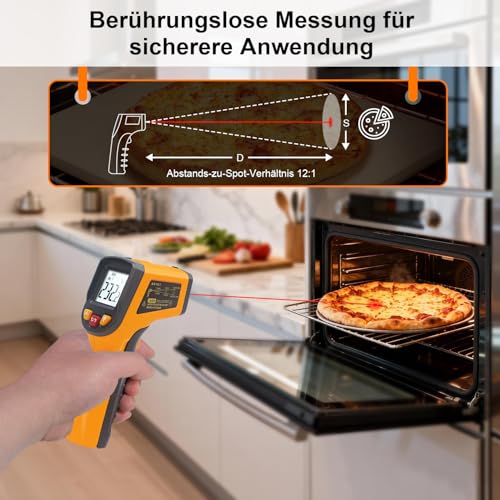Ketotek Infrared Thermometer FDA Digital Thermometer Gun -50 °C - 600 (-58-1112), yellow