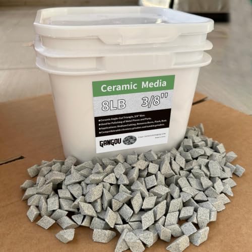 8 lb Ceramic Media for Vibratory Tumblers – Fast Cut Deburring Ceramic Media, 3/8" Polyhedron Triangles for Metal Parts Finishing in Rotating & Vibratory Machines 3/8" (8 lb) Gray Ceramic