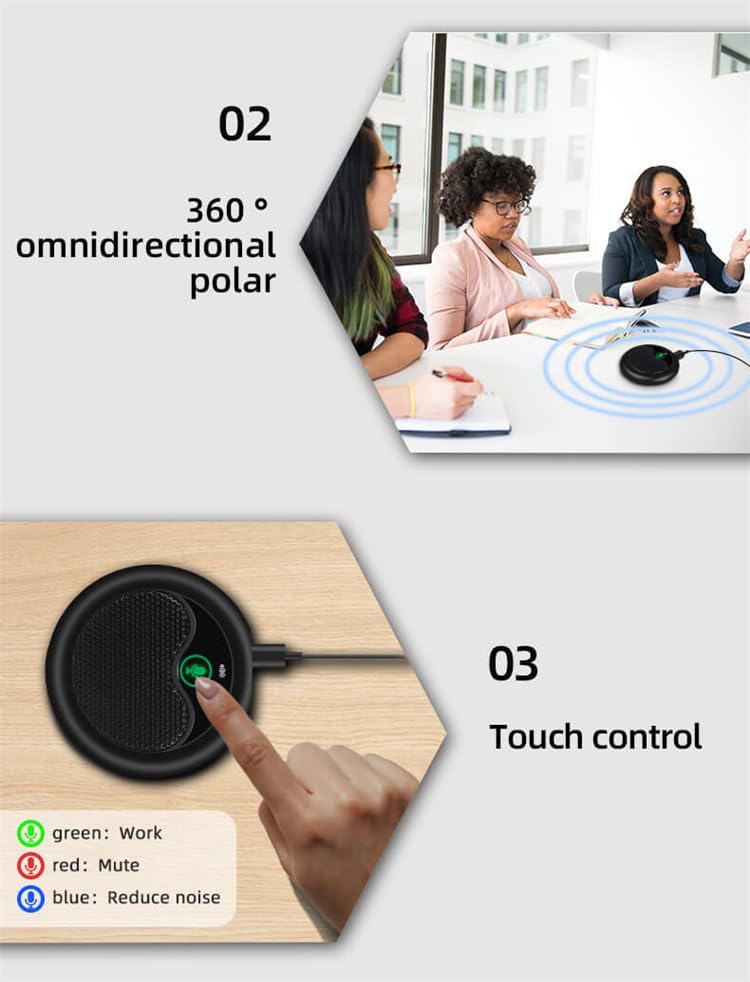 Conference USB Microphone,Omnidirectional Condenser PC Laptop Mics for Online Meeting/Class,Skype,Recording,Chatting,Zoom,Plug&Play compatible with Windows Mac