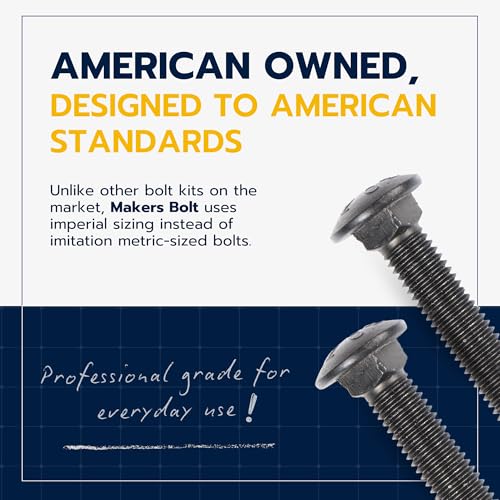1/2 in. x 4 in. Black Carriage Bolt Kit Includes 12 Bolts, 12 Washers, and 12 Nuts, Ceramic Black Ruspert Coated for Exterior Use - 2X Rust Resistance of Galvanized by Makers Bolt 1/2 x 4