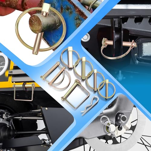 202PCS Hitch Pins, Standard Galvanized Steel 15 Sizes Hitch Pin Clip Pin Linch and PTO Pins Assortment Kit Fit for Trailers, Tractors, Trucks, Towing Mowings, Farm Equipments, Snow Plows, Lawn Mower 202PCS