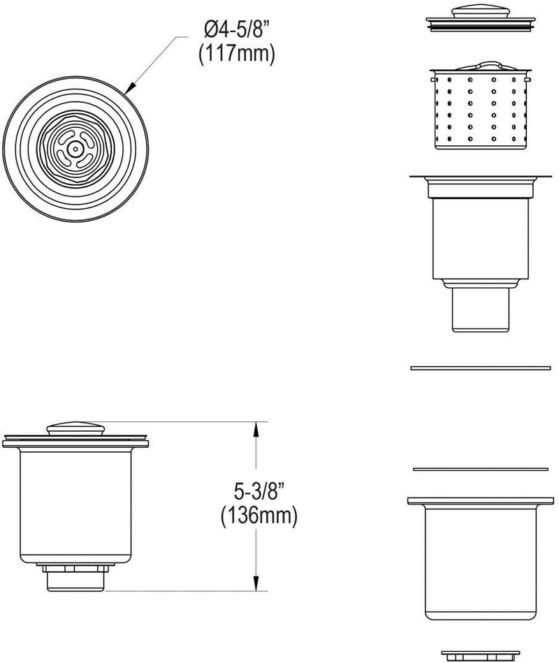 Elkay LKDD 3-1/2" Basket Strainer and Stopper - Stainless Steel Brushed