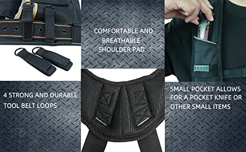 KUNN Tool Belt Suspenders Padded Carpenter Construction Electrician Work Suspender with Attachment Loops for Men + Radio Chest Harness with Reflective Straps, Micro Chest Rig Harness Chest Pack