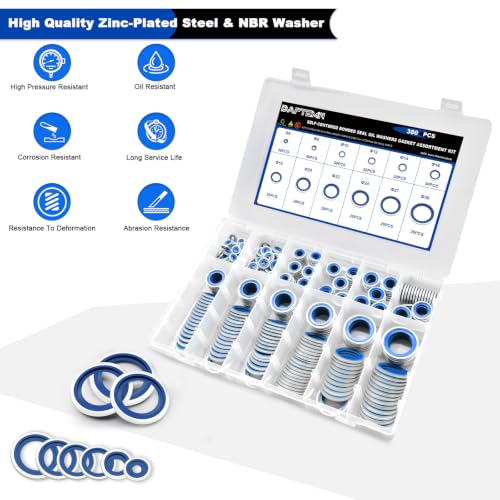 380PCS Metric Bonded Seal Dowty Washer Seal Gasket Crush O-Ring Kit