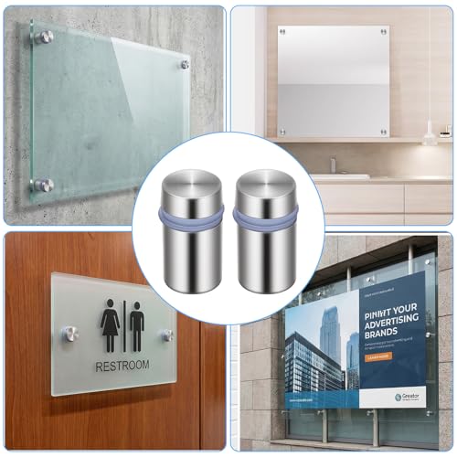 80PCS 1/2 x 3/4 Inch Stainless Steel Standoff Screws, Metal Standoff Pin Wall Mounting Hardware Kit for Acrylic Glass Sign Picture Frame Advertising Display