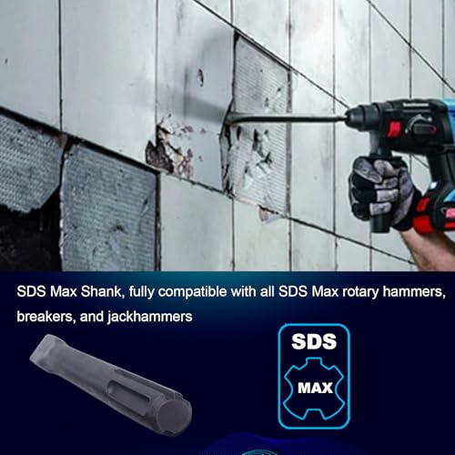 24-Inch SDS Max Flat Chisel, 1 Inch Alloy Steel, Ideal for Concrete Demolition, Tile Removal 24" x 2"